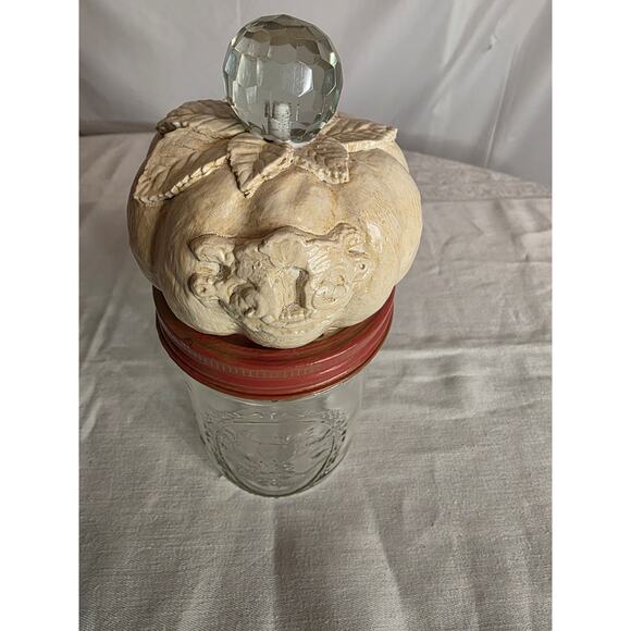 Fall Pumpkin Inspired Glass Pint Jar Seller Designed Thanksgiving Fall Candy Jar - Picture 2 of 6